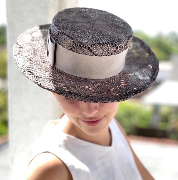 Women's Brown Boater Hat, Brown Derby Hat, Women's Fall Autumn Hat, Princess Kate Hat, Royal Ascot Hat, Cheltenham Race Hat, Millinery