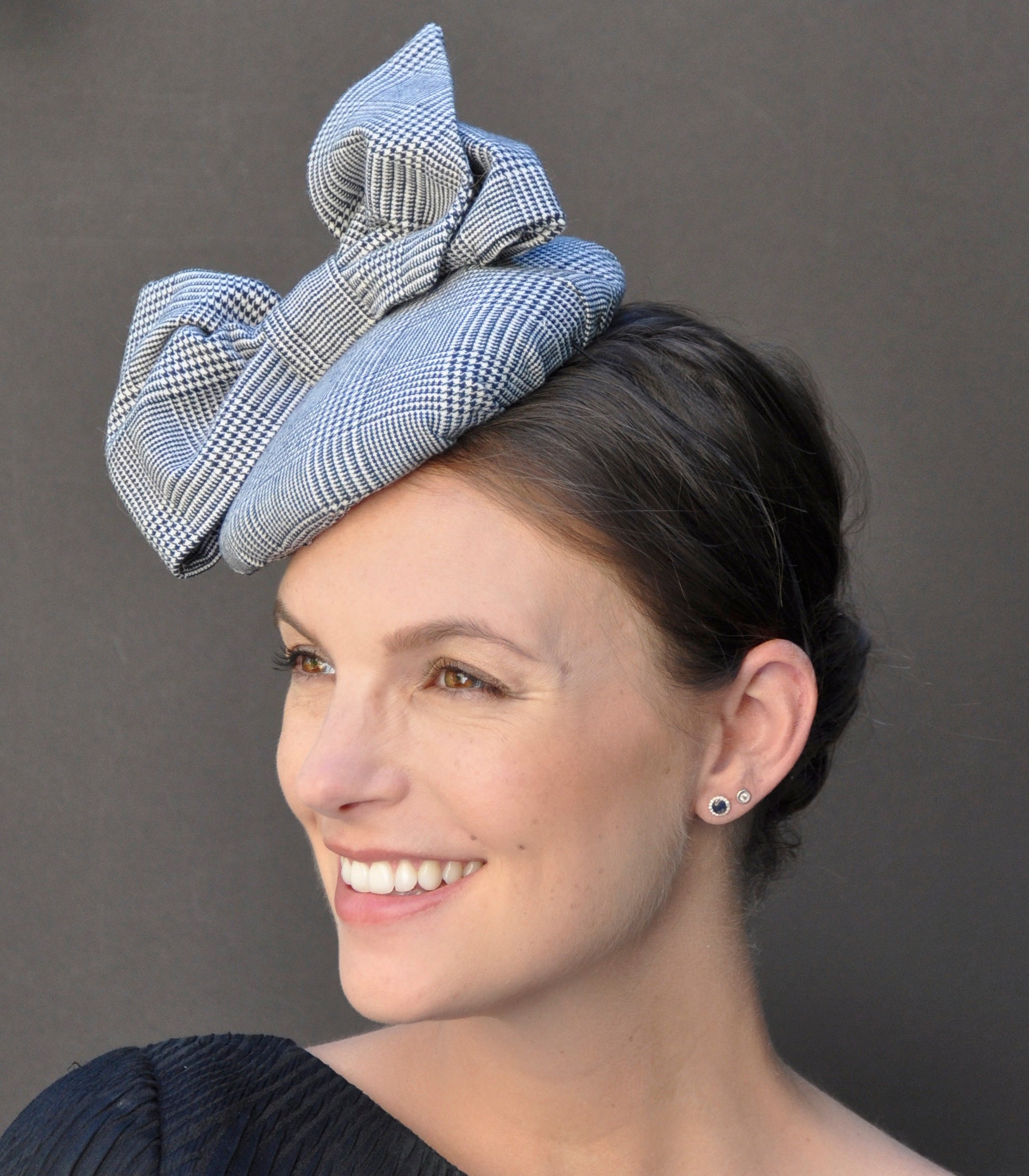 Black and White Winter Hat, Plaid Hat, Fascinator Hat, Fascinator, Formal Hat, Percher, Ladies