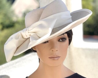 Off White Wool Dress/Church Hat SF05( Off-white Hat ) Kentucky Derby Hat, Church Hat  main image 2