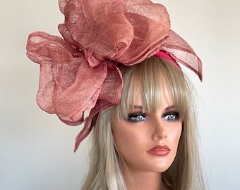 Kentucky Derby Hat, Women's Rose Pink Hat, Women's Bow Hat, Ladies Formal Hat, Women's Derby Hat, Wedding Guest Hat