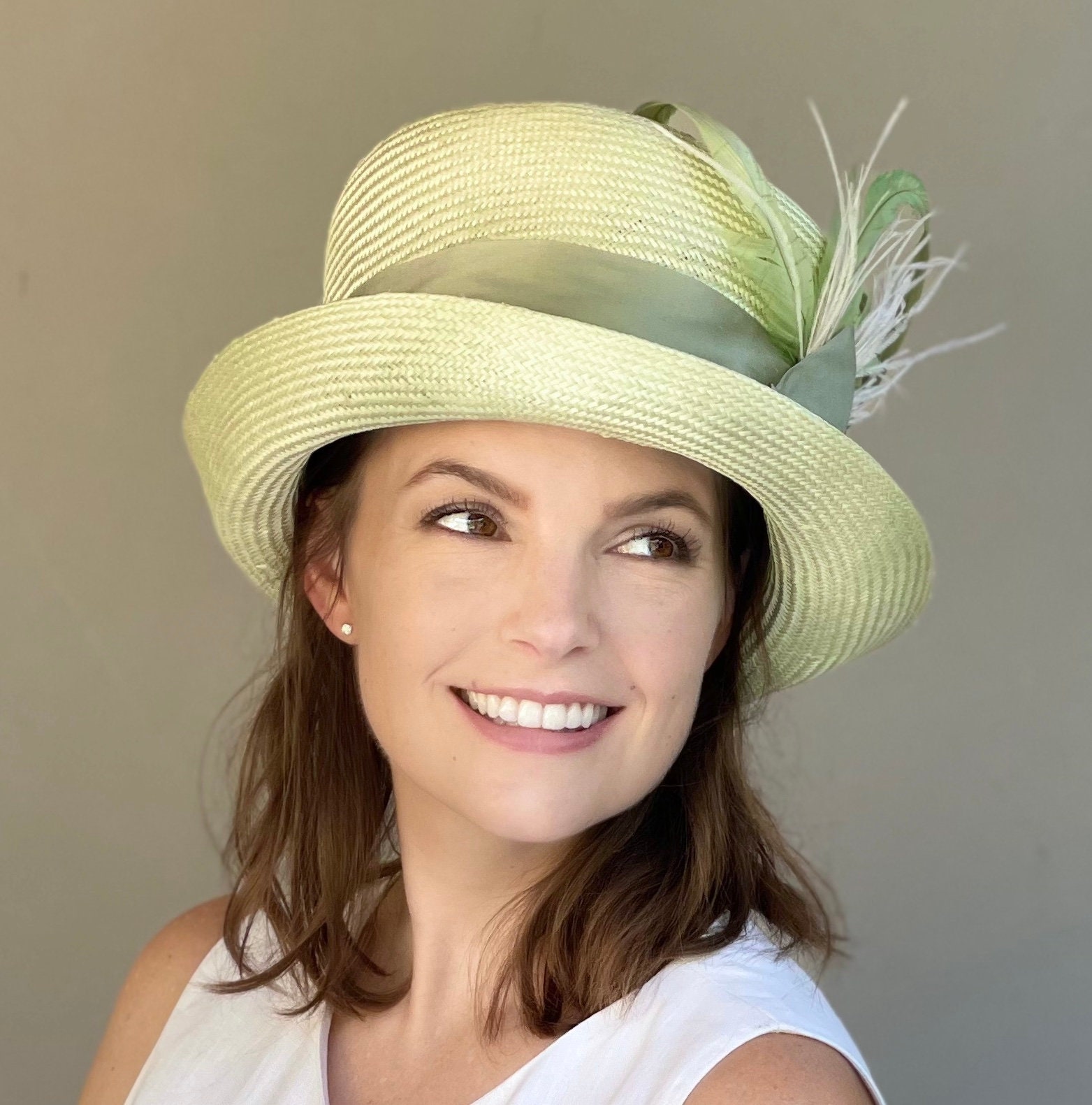 Women's Kentucky Derby Hat, Women's Green Hat, Wedding Hat, Ladies
