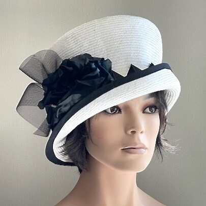 Black and white derby top hat