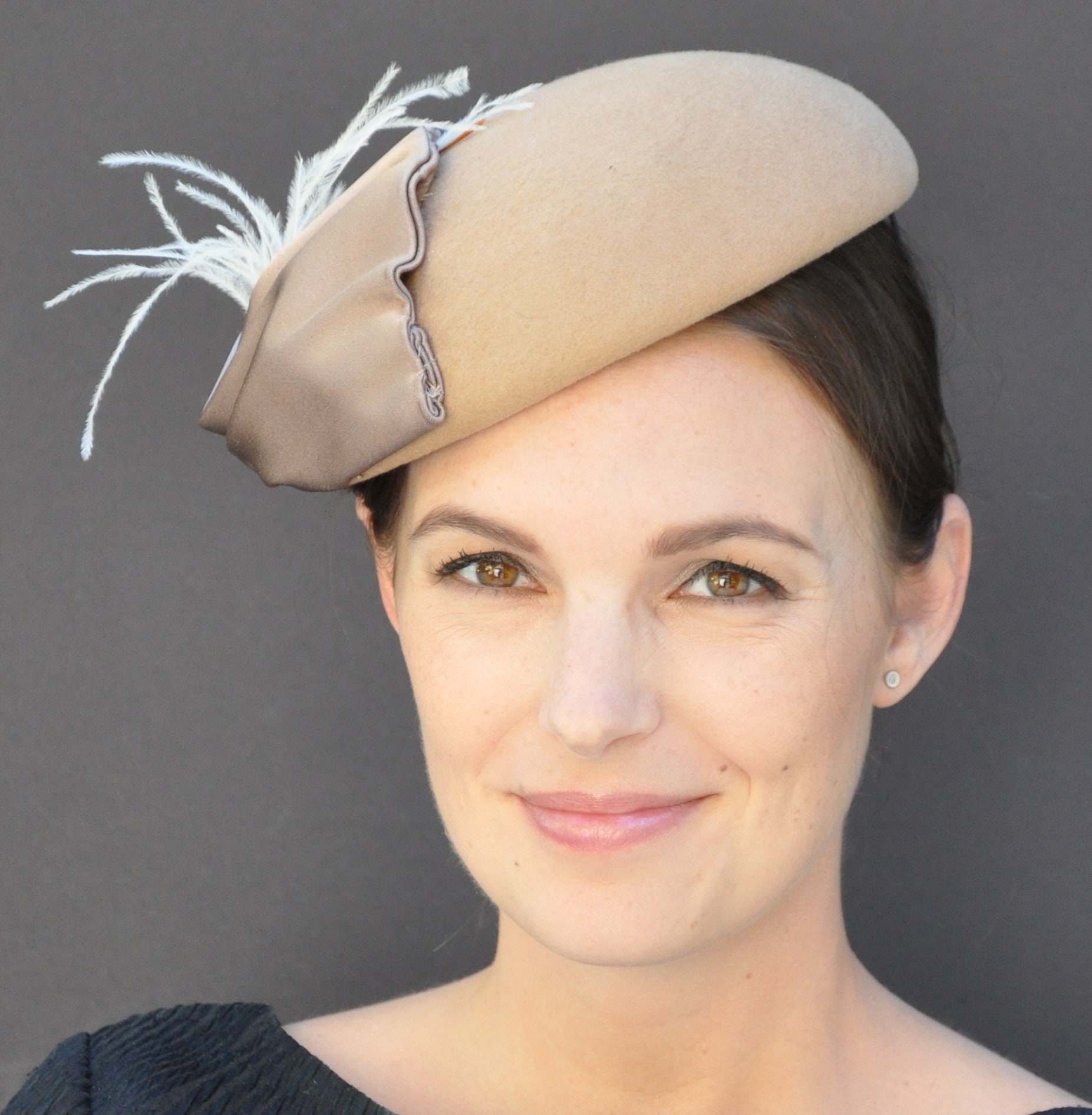 Women's Tan Hat. Ladies Camel Hat, Formal Hat, Formal Winter Hat, Wool