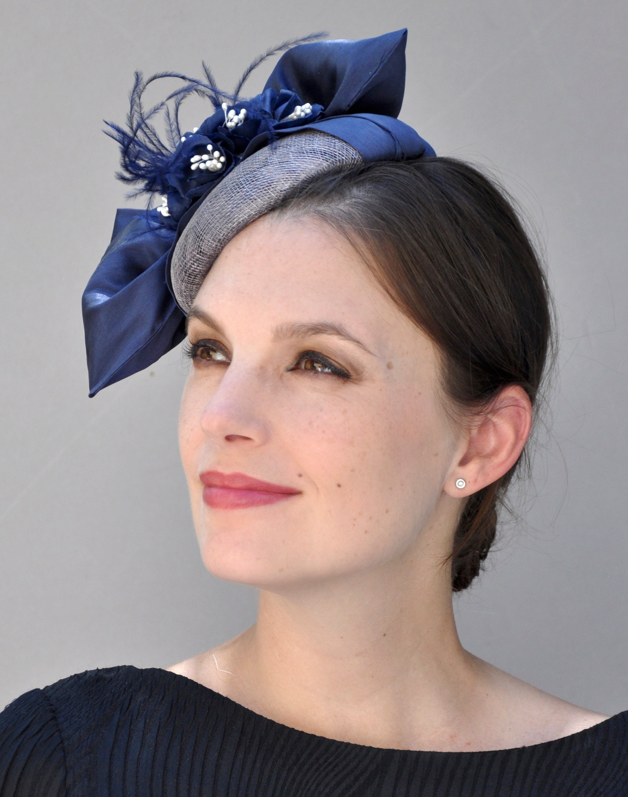 Wedding Fascinator Hat, Navy Fascinator, Kentucky Derby Fascinator Hat ...