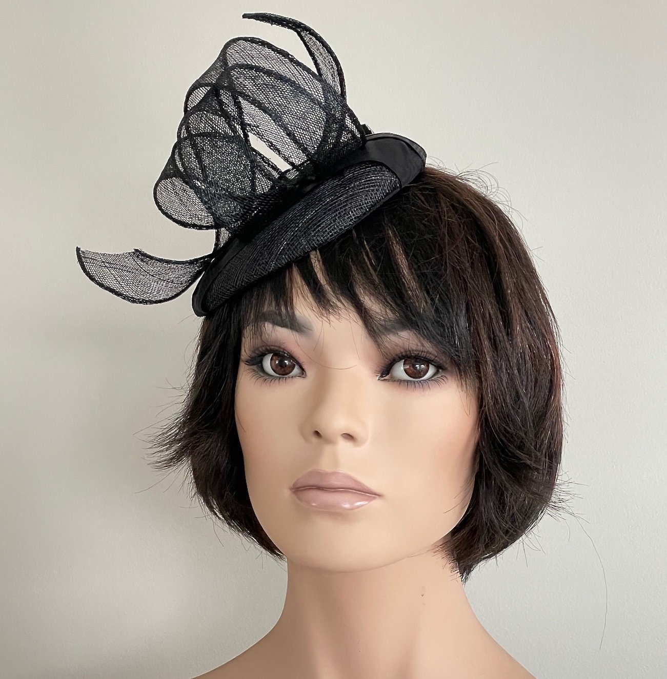 Women's Black Fascinator Hat, Women's Formal Black Hat, Fascinator Hat