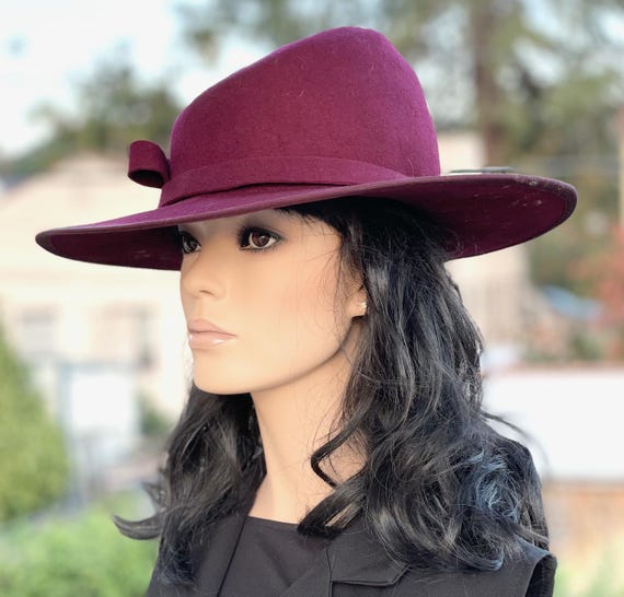 Women's Burgundy Wine Wool Felt Hat, Formal Fall Winter Hat, Princess Kate Winter Felt Hat, Handmade Millinery, Ladies Tailored Winter Hat