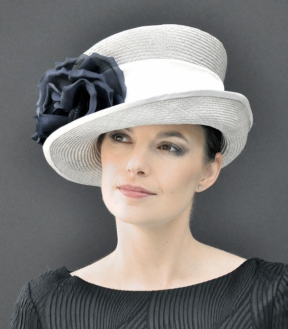 Derby Hat, Women's Formal Hat, Wedding Hat, Church Hat, Elegant Straw Hat, Mother of Groom Hat, Mother of Bride Hat, Special Occasion Hat