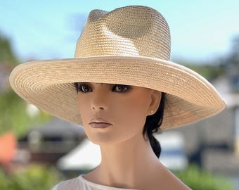 Western Style Straw Summer Hat, Natural Milan Straw Sun Blocking hat, Women's Straw Western Sun Hat