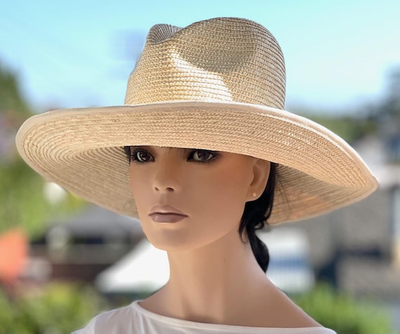 Western Style Straw Summer Hat, Natural Milan Straw Sun Blocking hat, Women's Straw Western Sun Hat