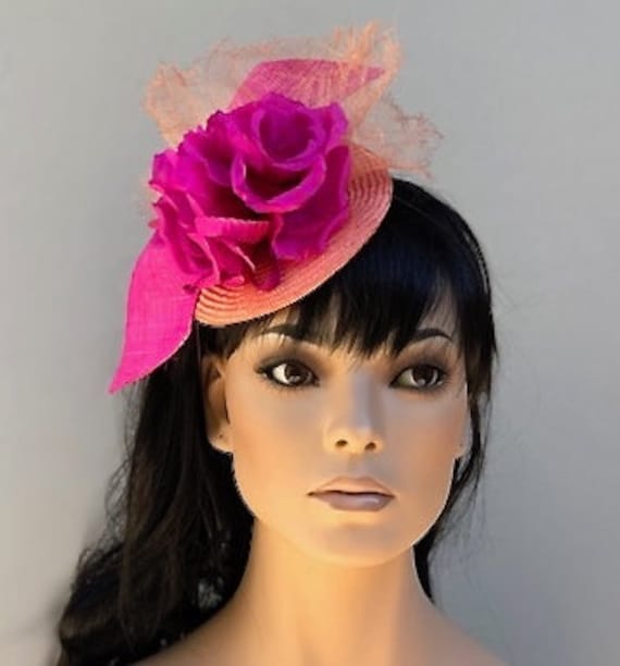 pink and orange wedding hats