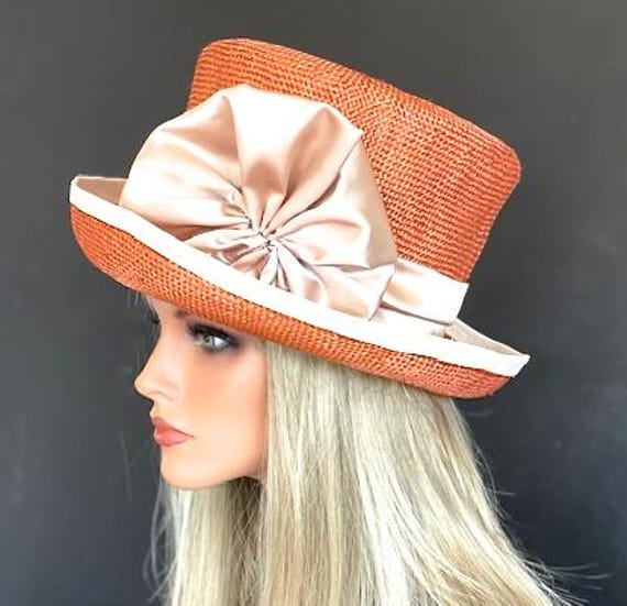 Church Hat, Wedding Guest Hat, Women's Derby Hat, Women's Formal Russet Orange Hat, Wedding Hat,  Women's Autumn Hat, Women's Fall Hat
