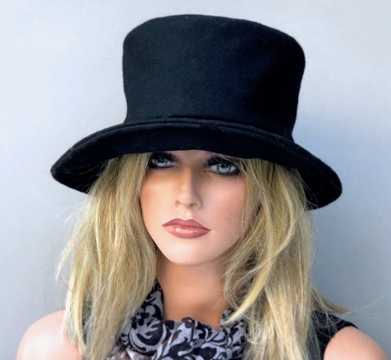 Black Bucket Hat, Women's Black Winter Hat, Boho H