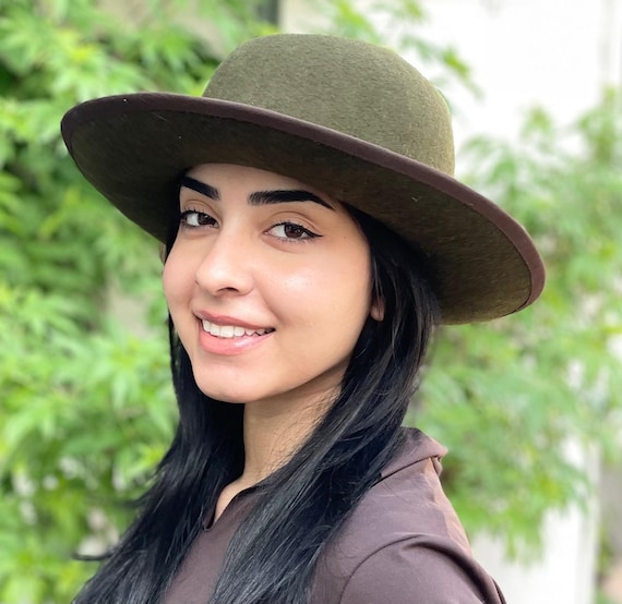Olive Green Fedora Handmade Wool Felt Hat Olive Brown Winter Men's Women's Fedora Annie Hall Hat, Johnny Depp Fedora Cheltenham Races Hat