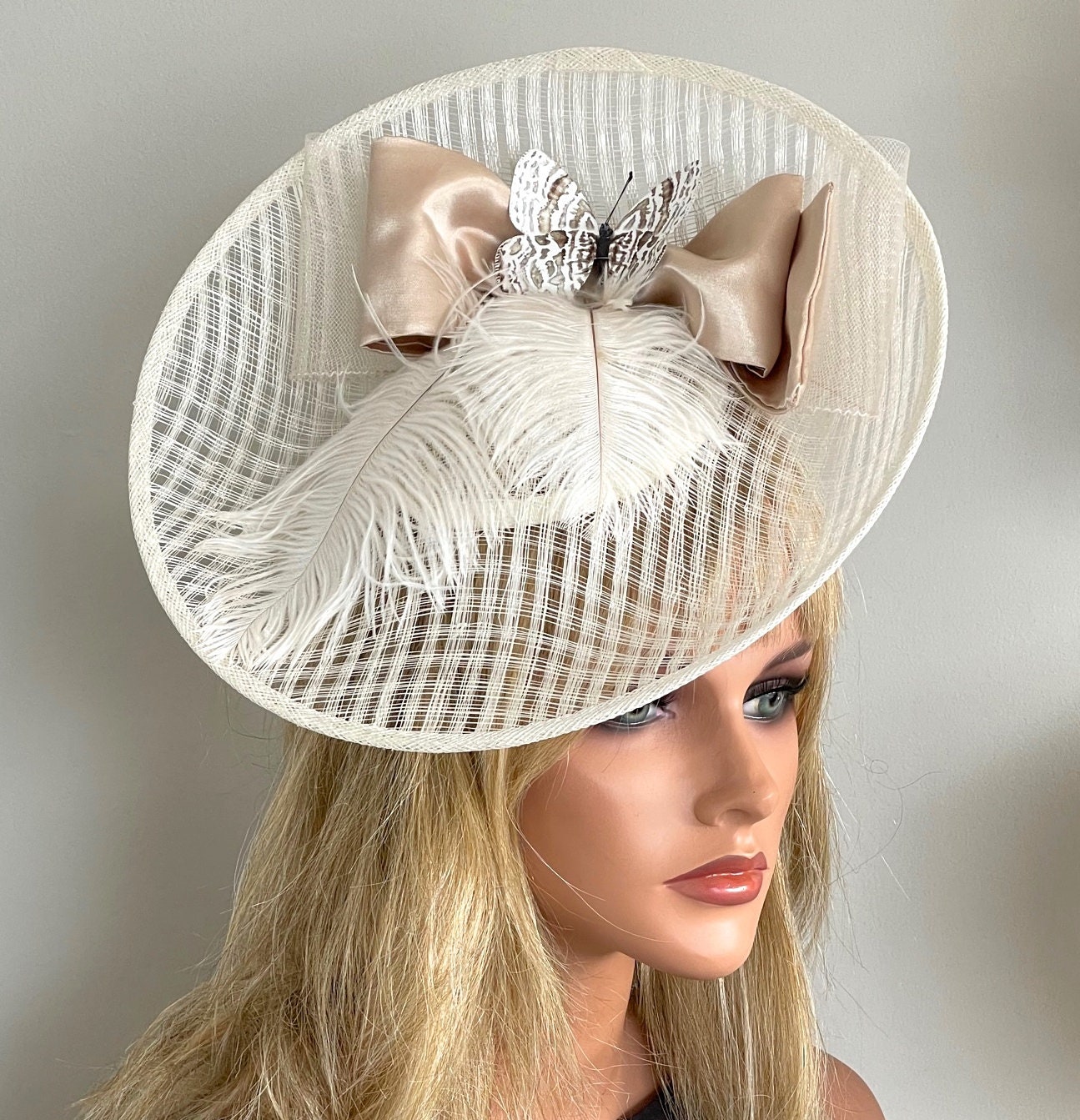 Kentucky Derby Hat, Women's Formal ivory Cream Hat, Ladies Cream Hat
