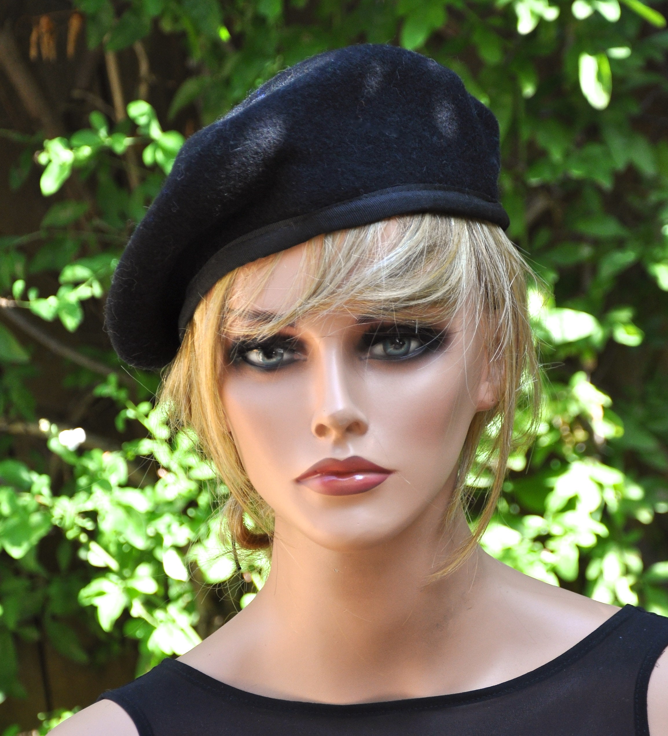 French Beret, Black Beret, Winter Hat, Black Army Beret, Black Military