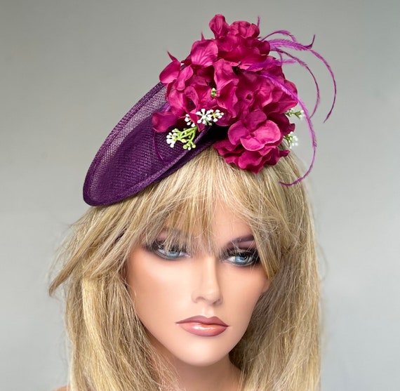 Kentucky Derby Hat, Women's Fuchsia Purple Hat, Duchess Kate Hat, Wedding Hat, Formal hat, Church hat, Fascinator Hat, Occasion hat