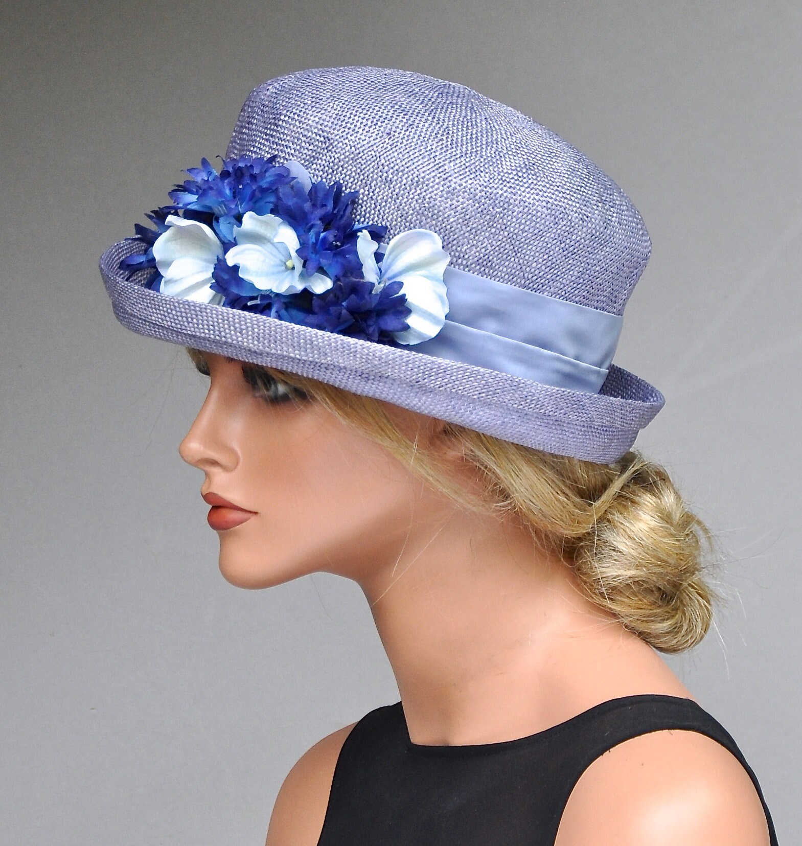 Women's Blue Hat, Ladies Blue Hat, Wedding Hat, Tea Party
