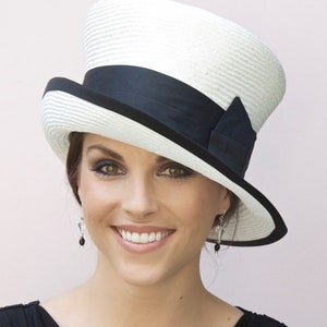 Wedding Hat, Church Hat, Ladies Black & White Hat. Derby Hat, Navy and White Hat, Occasion Hat, Women's Formal hat