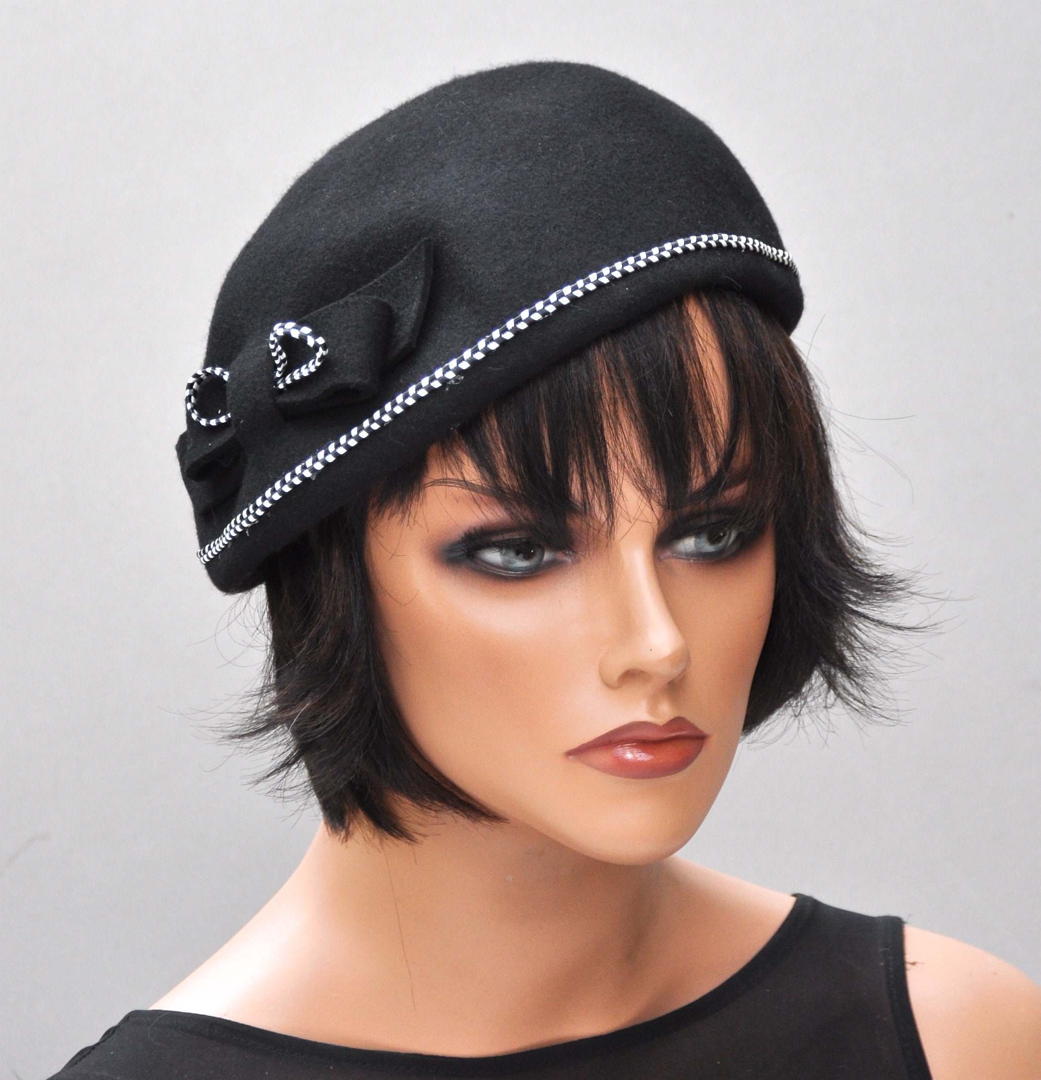 Women's Black Winter Hat, Ladies Black Hat, Formal Hat, Formal Black ...
