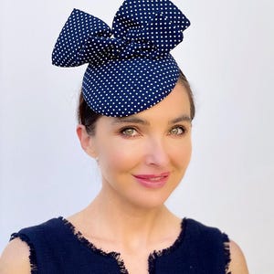 Wedding Hat, Women&#39;s Polka Dot Hat, Formal Hat, Cocktail Hat, Races Hat, Church Hat, Tea Party Hat, Garden Party Hat, Wedding Guest Hat