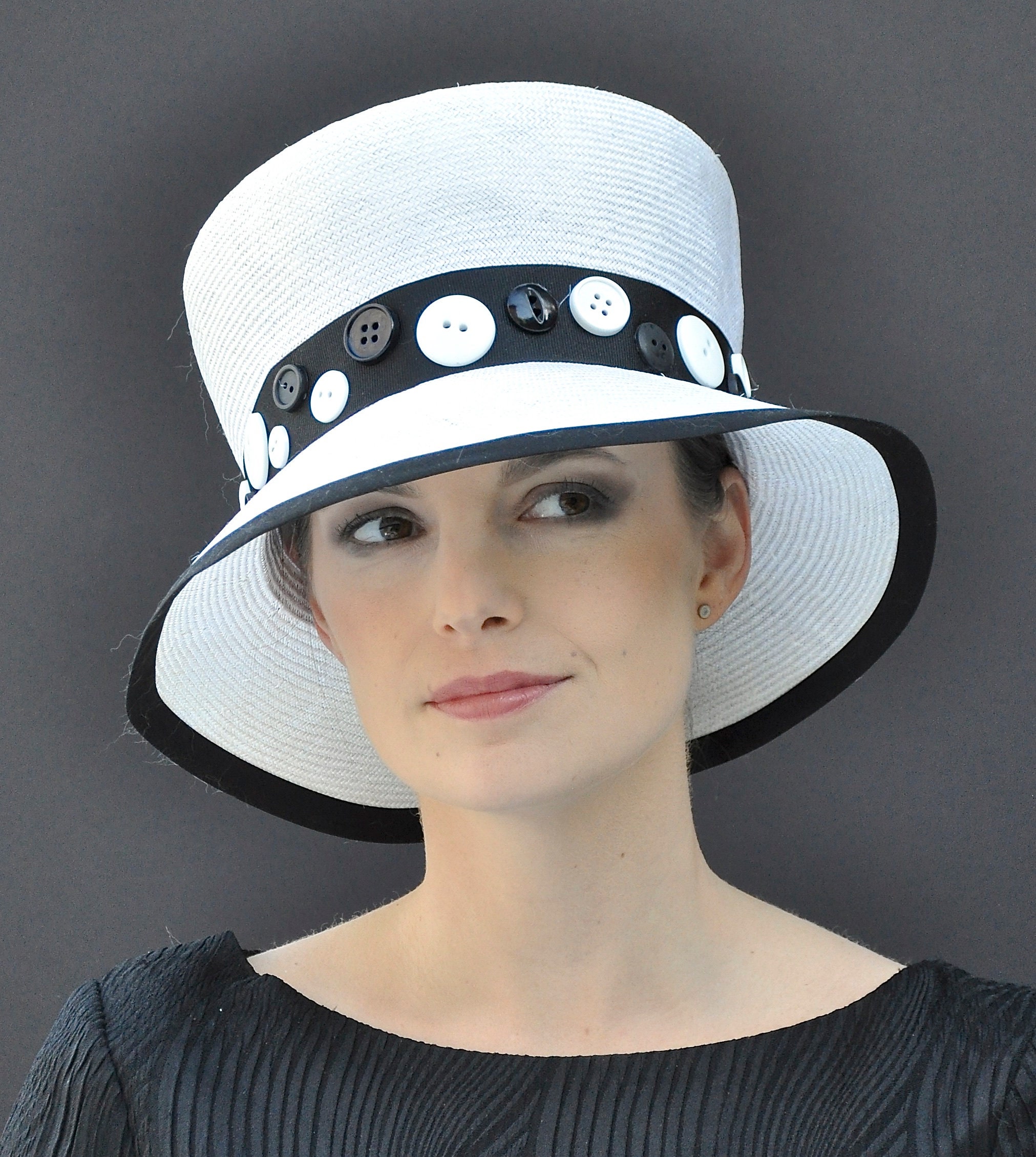 Wedding hat, Black and White Hat, Formal Hat, Church Hat, Derby hat, Occasion Hat
