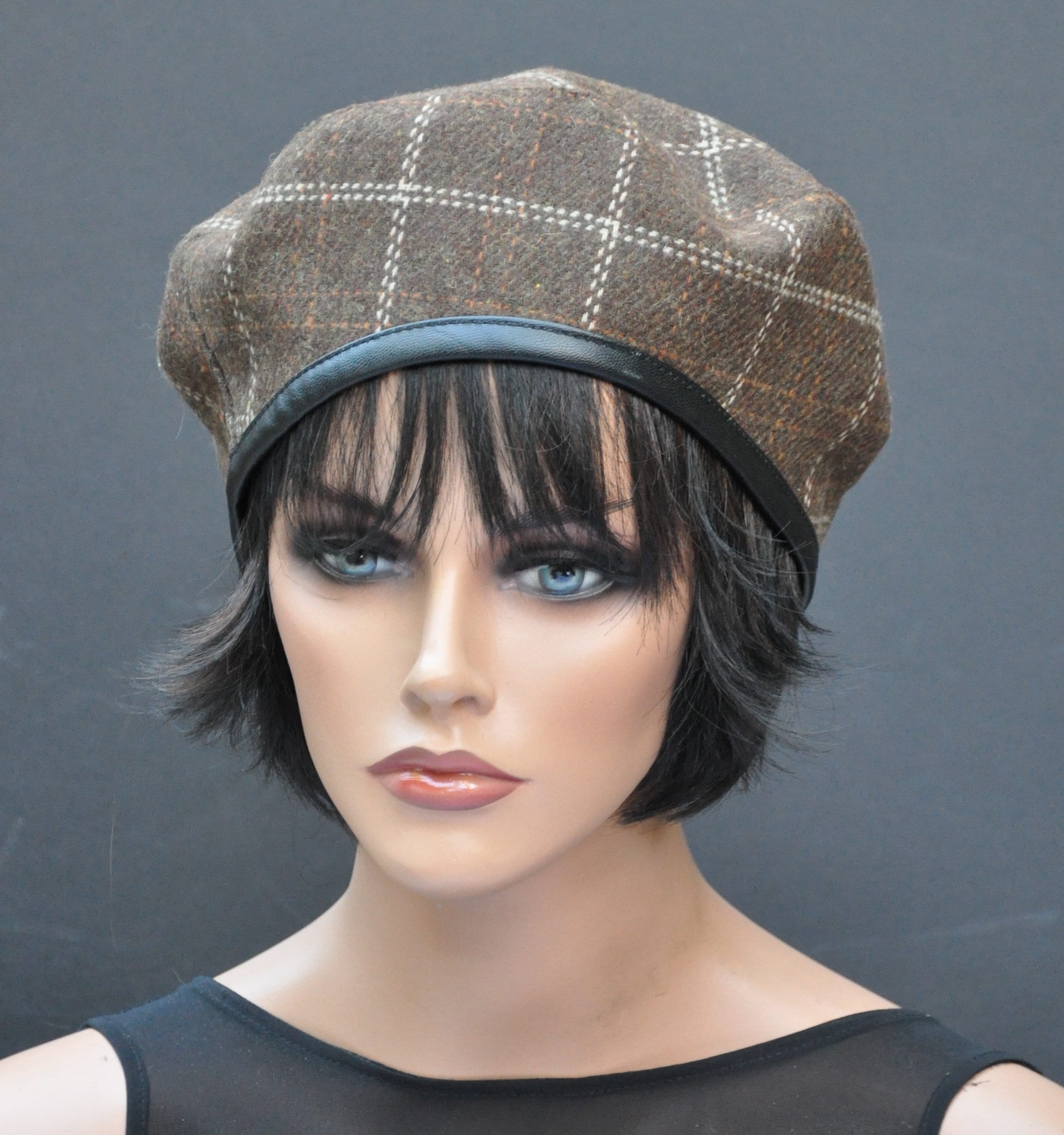 Brown Beret Plaid Beret Tartan Beret Women's Winter Etsy