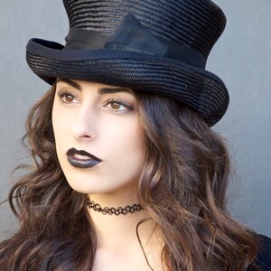 Women's Black Top Hat, Formal Hat, Downton Abbey hat, Derby hat, Mad Hatter, Elegant Black hat, Black Steampunk hat, funeral hat image 3