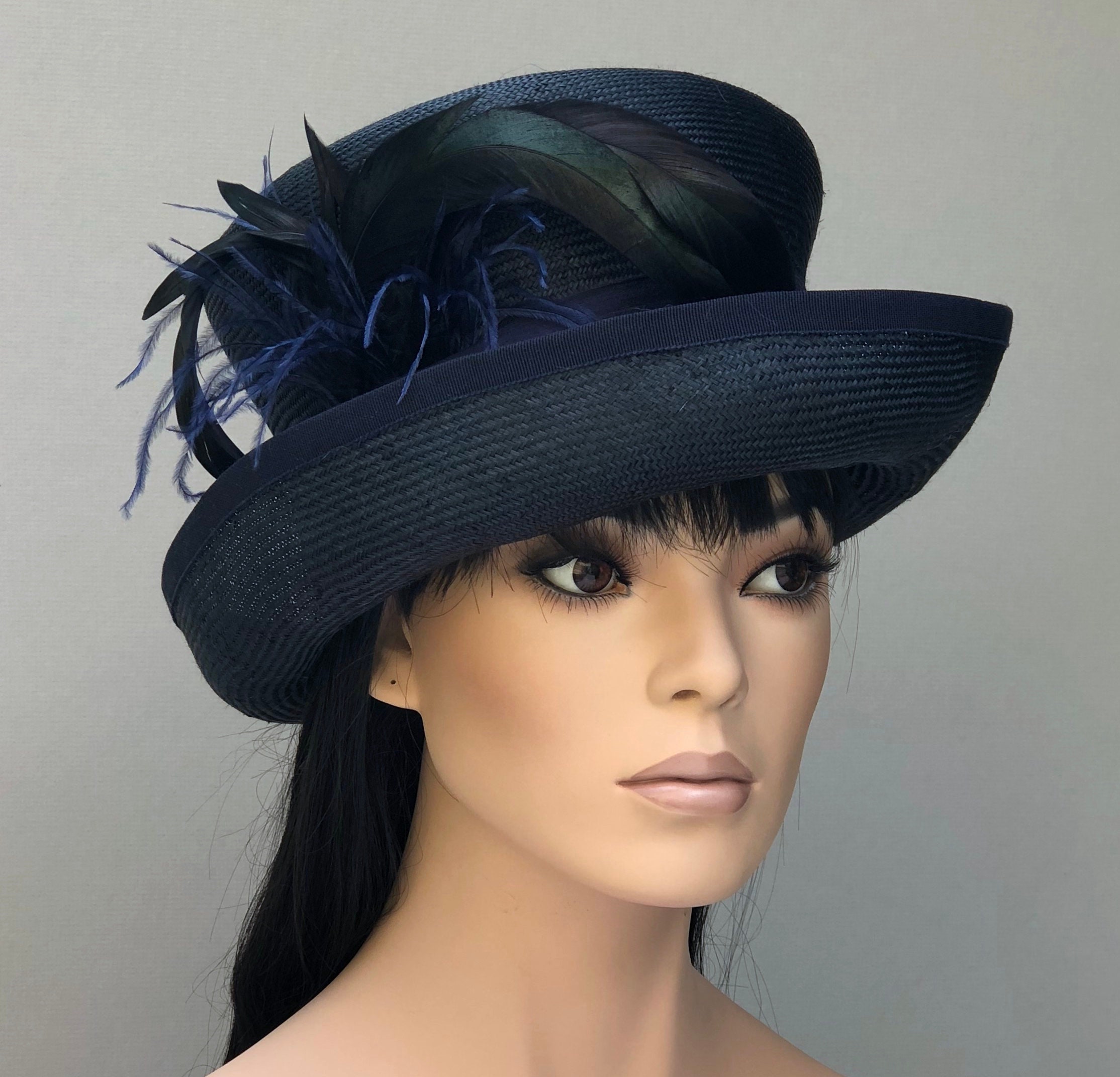 ladies navy blue wedding hats