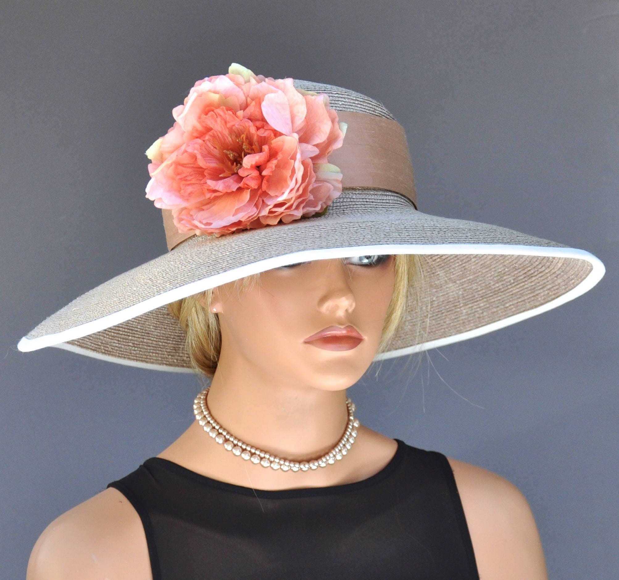 Wide Brim Straw Hat, Wedding Hat. Formal Hat, Kentucky Derby Hat ...