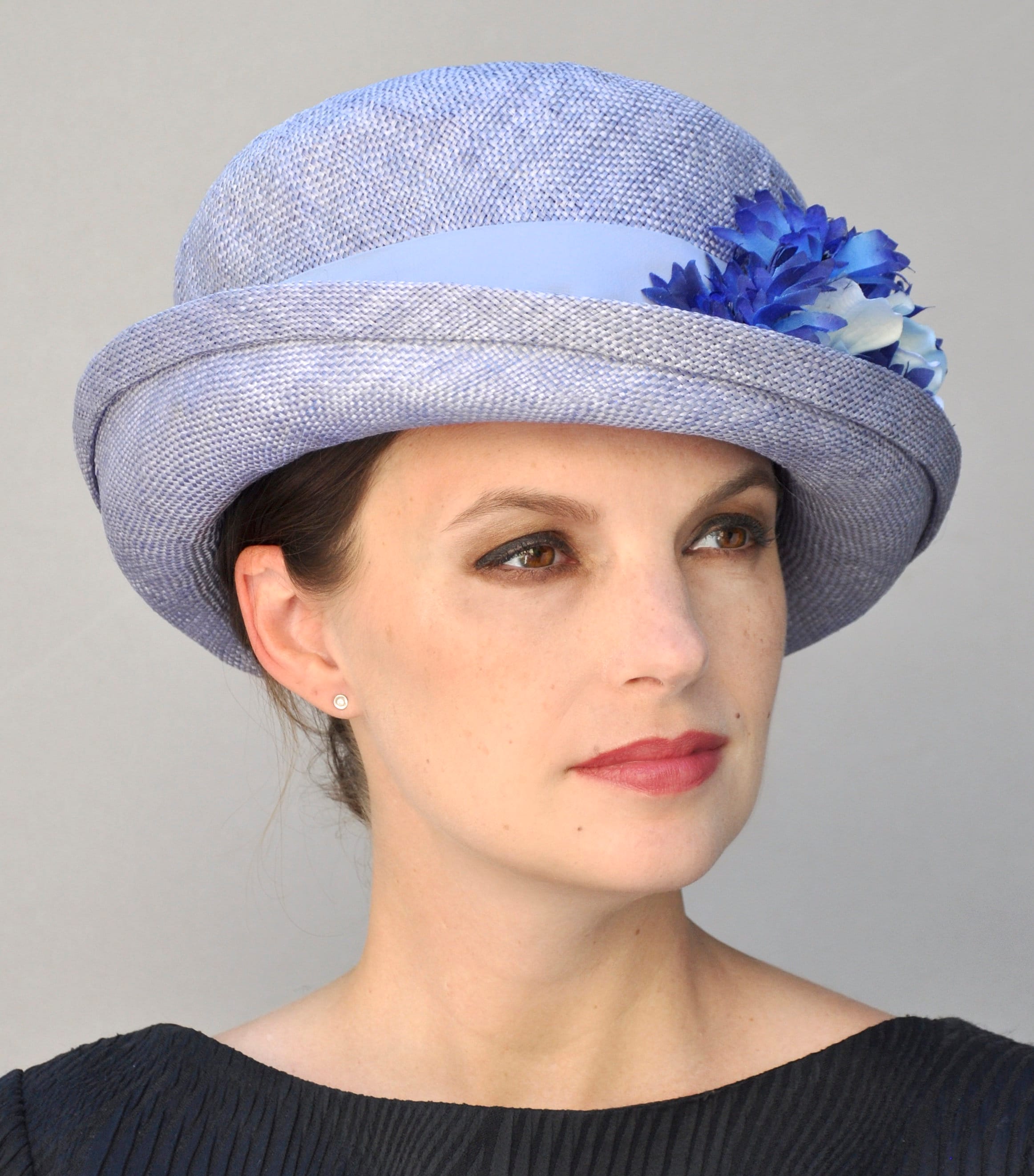 Women's Blue Hat, Ladies Blue Hat, Wedding Hat, Tea Party Hat, Garden ...