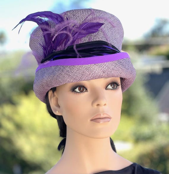 Women's Purple Top Hat, Kentucky Derby Hat Wedding Guest Hat, Mad Hatter, Millinery Dressy Hat Carriage Hat Formal Hat Women's Steampunk Hat