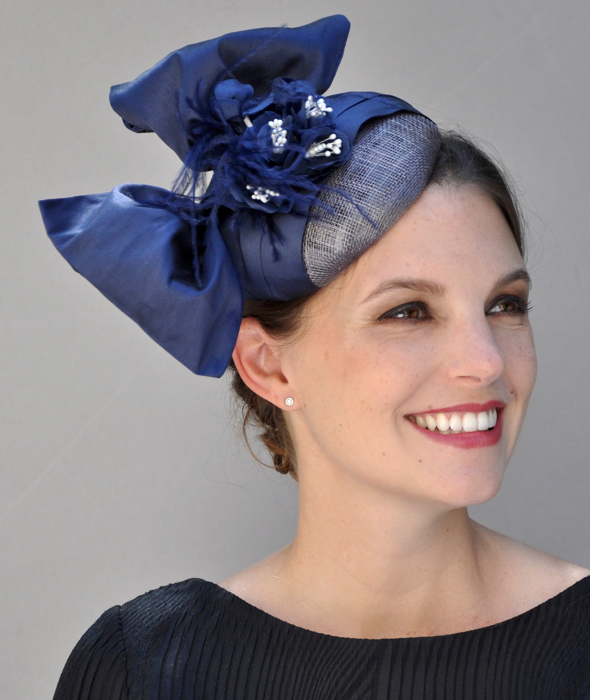 Wedding Fascinator Hat, Navy Fascinator, Kentucky Derby Fascinator Hat ...