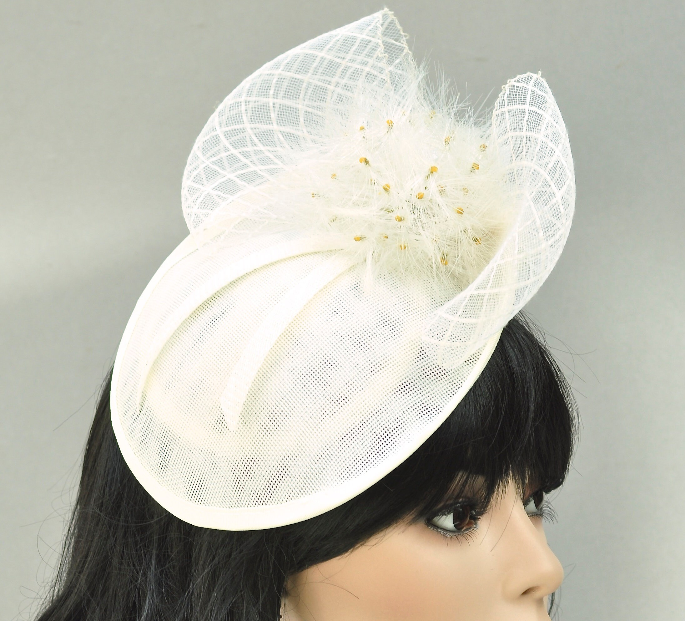 Kentucky Derby Hat, Women's Formal Cream Ivory Hat, Special Occasion