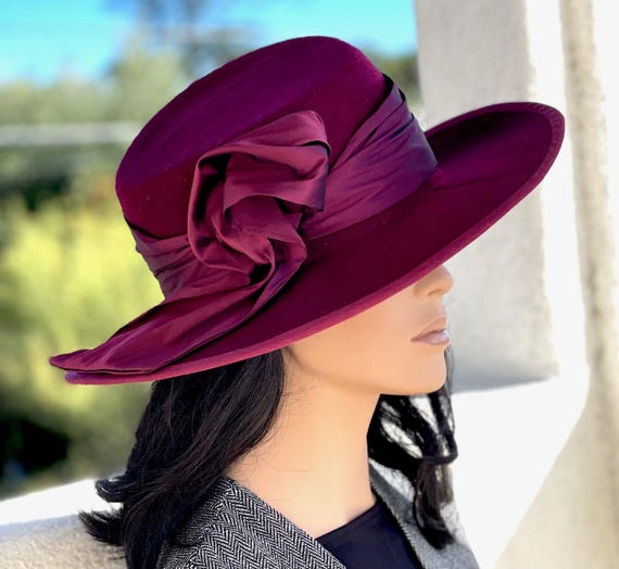Kentucky Derby Hat, Wedding Hat, Women's Black and White Hat, Ladies Formal Hat, Dressy Hat, Wide Brim Hat, Church Hat