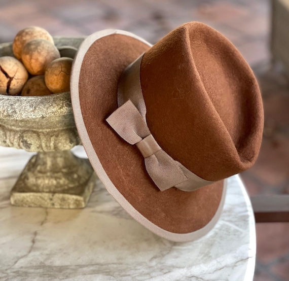 Rust Brown Fedora, Tailored Brown and Taupe Hat, Jonny D Fedora, Dapper Day Hat Cheltenham Race Hat Men's Handmade Fedora Men's Dress Hat