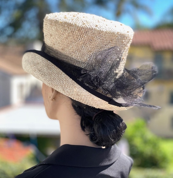 Women's Straw Top Hat, Derby Hat, Ascot Hat, Wedding Guest Hat, Millinery Hat, Carriage Hat, Mad Hatter, Victorian English Riding Hat