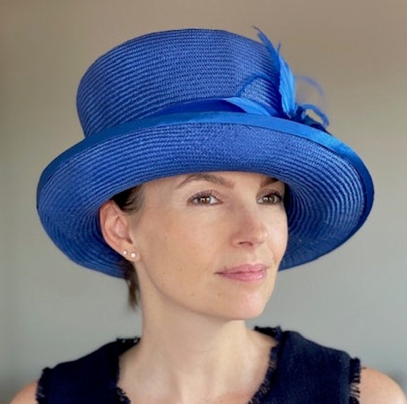 Women's Royal Blue Hat, Wedding Guest Hat, Church Hat, Women's Derby Hat, Millinery, Formal Blue Hat, Mother Bride Groom Hat,