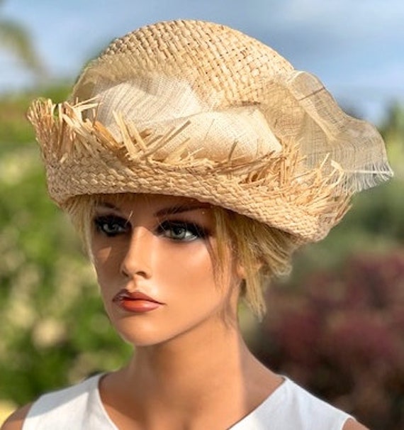 Women's Straw Hat, Natural Straw Hat, Casual Straw Hat, Formal Straw Hat, Original one-of-a-kind hat
