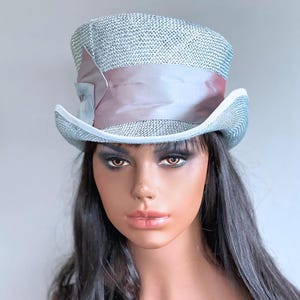 Women&#39;s Light Blue Formal Hat Wedding Guest Hat, Ladies Top Hat Derby Hat Princess Kate Hat Ascot Hat, Mad Hatter Women&#39;s Light blue Top Hat