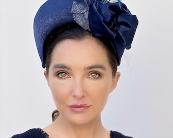 Navy Halo Headband Hat, Wedding Hat, Wedding Fascinator, Women's Ladies Navy Hat, Formal Navy Headband Hat, Cocktail Hat, Occasion hat