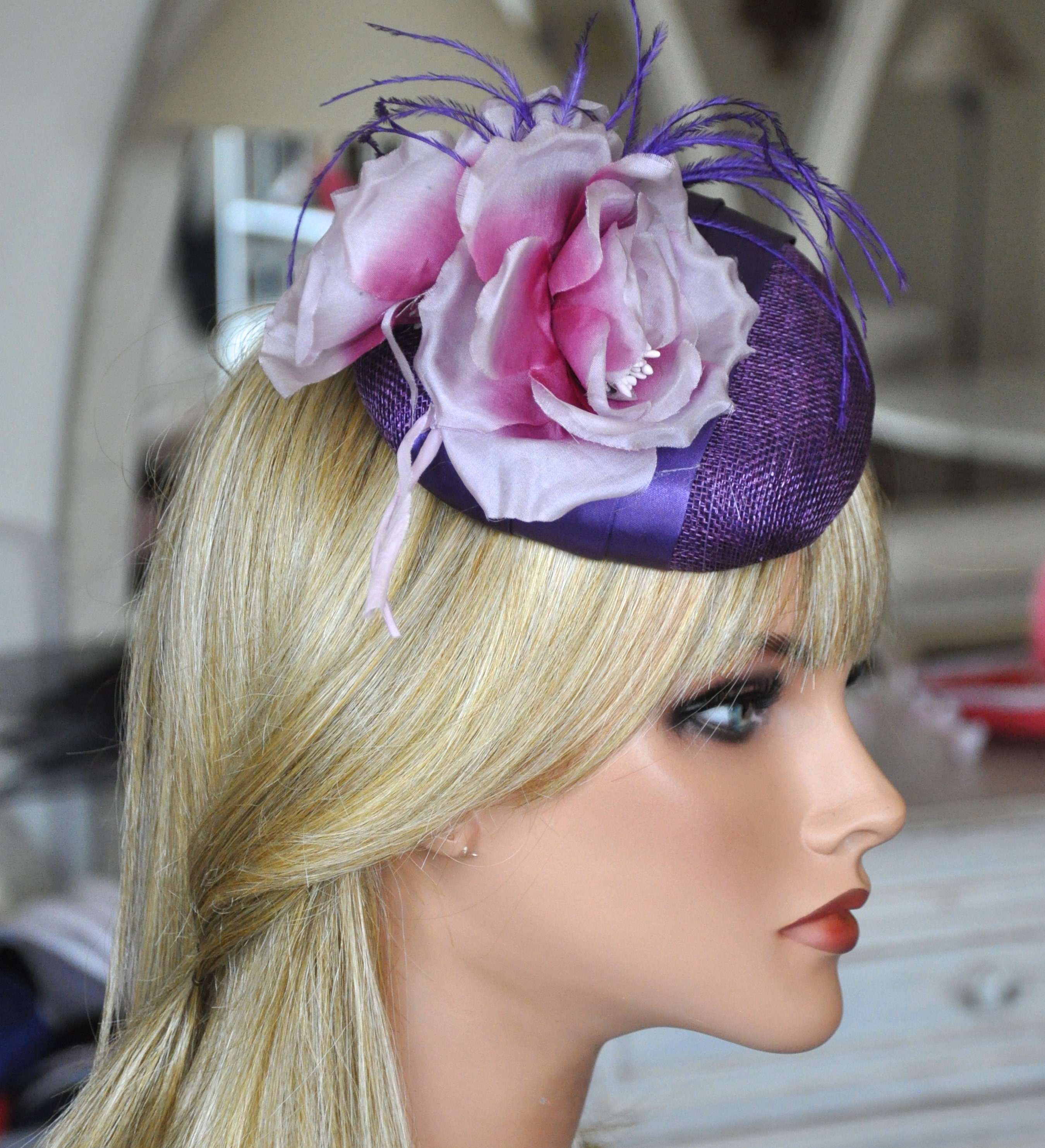 Ladies Purple Fascinator Hat Wedding Hat Women's Etsy