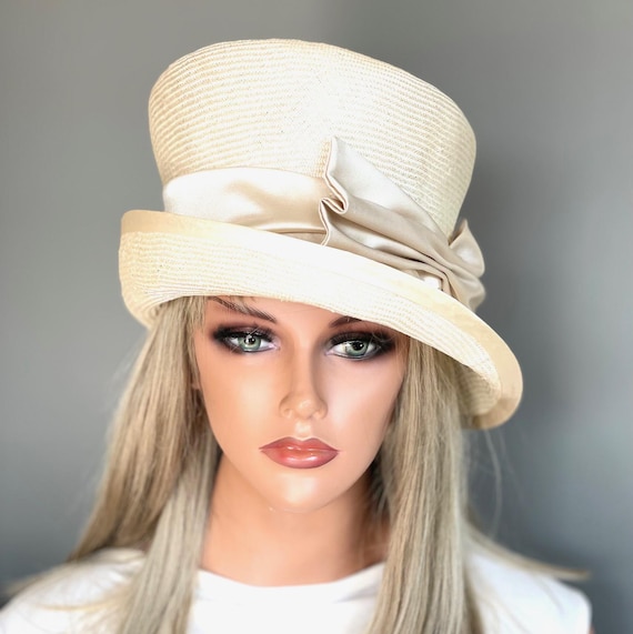 Women's Formal Hat, Wedding Guest Hat, Women's Cream Hat Beige Hat Wedding Hat Ivory Church Hat, Special Occasion Hat