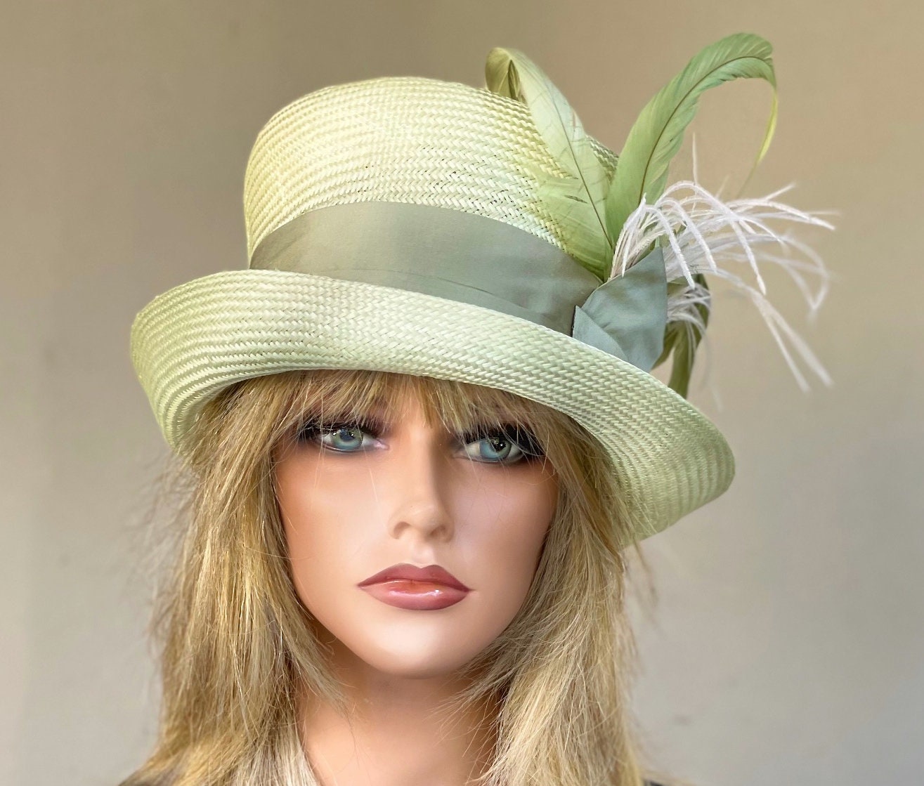 Women's Kentucky Derby Hat, Women's Green Hat, Wedding Hat, Ladies