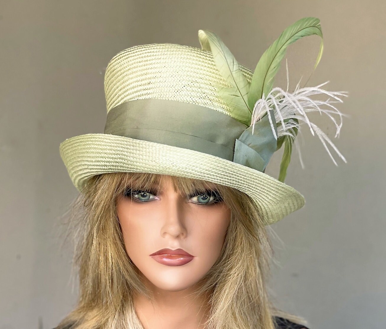 Women's Kentucky Derby Hat, Women's Green Hat, Wedding Hat, Ladies