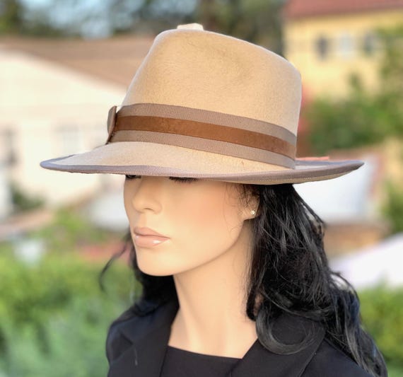 Camel Tan Wool Felt Fedora, Derby Hat, Women's Tailored Winter Hat, Men's Handmade Fedora, Women's Handmade Fedora, Cheltenham Races Hat