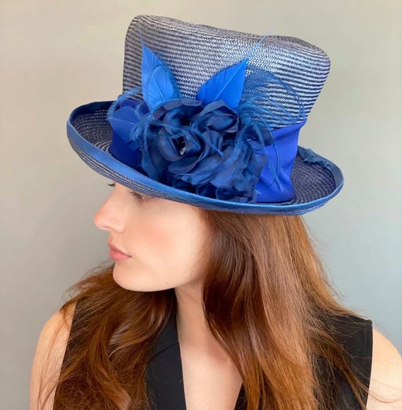 Women's Royal Blue Hat, Wedding Guest Hat, Church Hat, Women's Derby Hat, Millinery, Formal Blue Hat, Mother Bride Groom Hat,