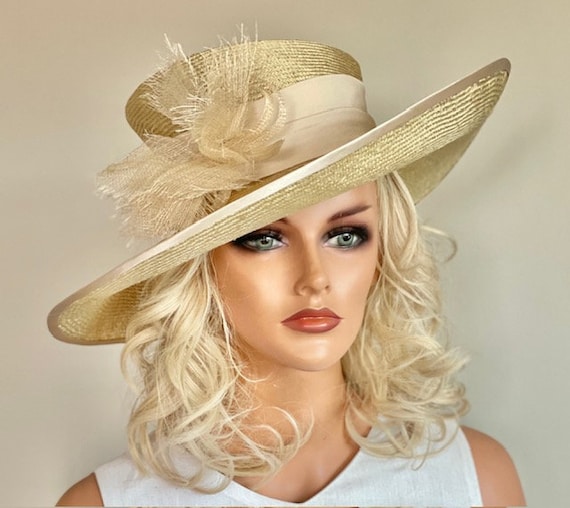 Kentucky Derby Hat, Wedding Hat, Wide Brim Formal Hat, Women's Millinery,Royal Ascot Hat Women's Derby Hat Ladies Races Hat Garden Party Hat