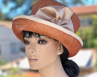 Wedding Guest Hat, Women's Derby Hat, Women's Formal Russet Orange Hat, Wedding Hat,  Women's Autumn Hat, Women's Fall Hat, Church Hat