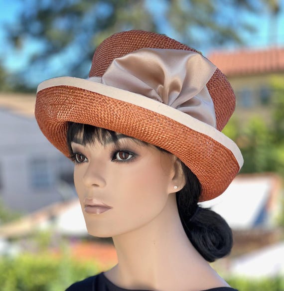 Wedding Guest Hat, Women's Derby Hat, Women's Formal Russet Orange Hat, Wedding Hat,  Women's Autumn Hat, Women's Fall Hat, Church Hat
