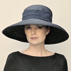 Women's Black Hat, Wide Brim Hat. Audrey Hepburn Hat, Ladies Black Hat, Derby Hat, Church Hat, Funeral Hat image 2